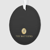 Luxury Black en Gold-gepersonaliseerd monogram Ornament (voorkant)