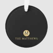 Luxury Black en Gold-gepersonaliseerd monogram Ornament (voorkant)