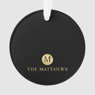 Luxury Black en Gold-gepersonaliseerd monogram Ornament