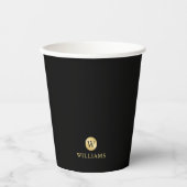 Luxury Black en Gold-gepersonaliseerd monogram Papieren Bekers (Voorkant)