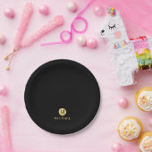 Luxury Black en Gold-gepersonaliseerd monogram Papieren Bordje (Feest)