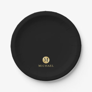 Luxury Black en Gold-gepersonaliseerd monogram Papieren Bordje
