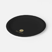Luxury Black en Gold-gepersonaliseerd monogram Papieren Bordje (Gekanteld)