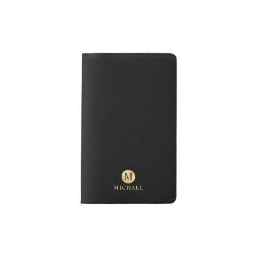 Luxury Black en Gold-gepersonaliseerd monogram Pocket Moleskine Notitieboekje (Voorkant)