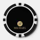 Luxury Black en Gold-gepersonaliseerd monogram Poker Chips (Voorkant)