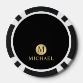 Luxury Black en Gold-gepersonaliseerd monogram Poker Chips (Achterkant)