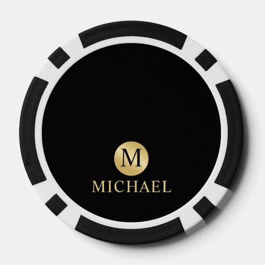 Luxury Black en Gold-gepersonaliseerd monogram Poker Chips (Achterkant)