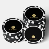 Luxury Black en Gold-gepersonaliseerd monogram Poker Chips (Opstapeling)