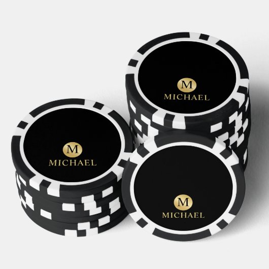 Luxury Black en Gold-gepersonaliseerd monogram Poker Chips (Opstapeling)