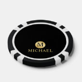 Luxury Black en Gold-gepersonaliseerd monogram Poker Chips (Enkel)