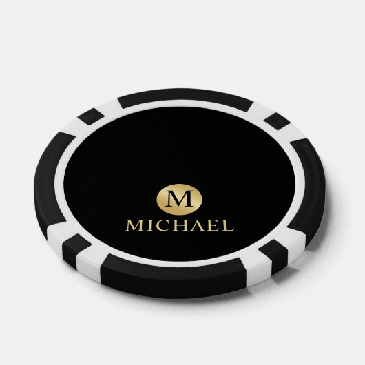 Luxury Black en Gold-gepersonaliseerd monogram Poker Chips (Enkel)
