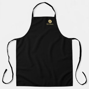 Luxury Black en Gold-gepersonaliseerd monogram Schort