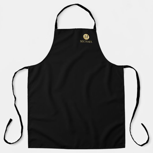 Luxury Black en Gold-gepersonaliseerd monogram Schort (Voorkant)