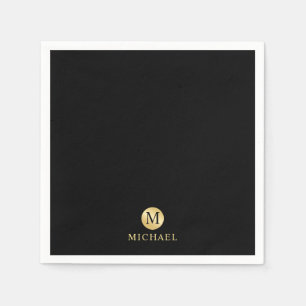 Luxury Black en Gold-gepersonaliseerd monogram Servet