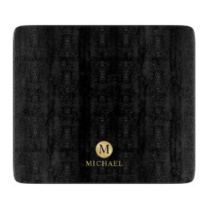 Luxury Black en Gold-gepersonaliseerd monogram Snijplank