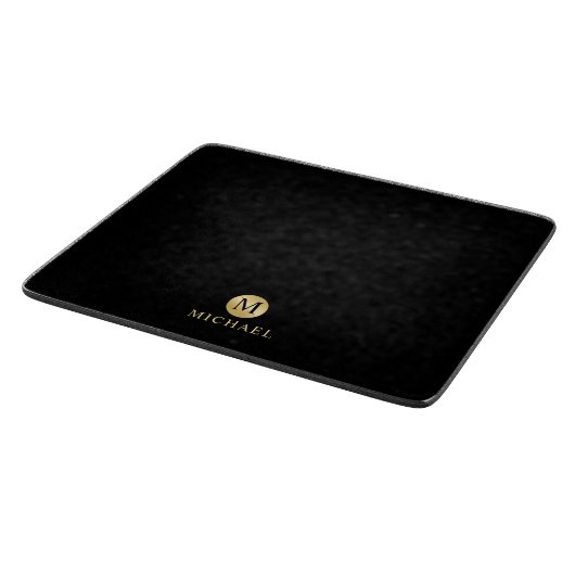 Luxury Black en Gold-gepersonaliseerd monogram Snijplank (Hoek)