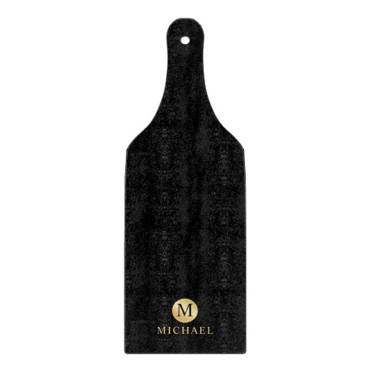 Luxury Black en Gold-gepersonaliseerd monogram Snijplank (Voorkant)