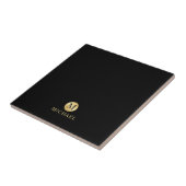 Luxury Black en Gold-gepersonaliseerd monogram Tegeltje (Zijkant)