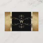 Luxury Black en Gold Glitter Ornamental Monogram Visitekaartje (Voorkant)