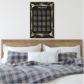 Luxury Black en Gold Great Gatsby Seating Chart Canvas Afdruk (Insitu (Slaapkamer))