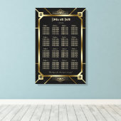Luxury Black en Gold Great Gatsby Seating Chart Canvas Afdruk (Insitu (Houten vloer))