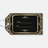 Luxury Black en Gold Great Gatsby Wedding Cadeaulabel (Achterkant Horizontaal)