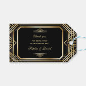 Luxury Black en Gold Great Gatsby Wedding Cadeaulabel (Voorkant (Horizontaal))