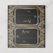 Luxury Black en Gold Great Gatsby Wedding Plaatskaartje (Buitenkant ongevouwen)