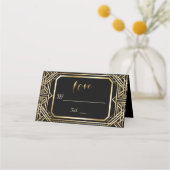 Luxury Black en Gold Great Gatsby Wedding Plaatskaartje (Achterkant)
