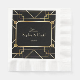 Luxury Black en Gold Great Gatsby Wedding Servet