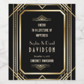 Luxury Black en Gold Great Gatsby Wedding Wijn Etiket (Enkel label)