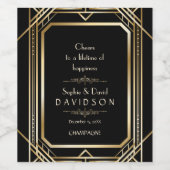 Luxury Black en Gold Great Gatsby Wedding Wijn Etiket (Enkel label)