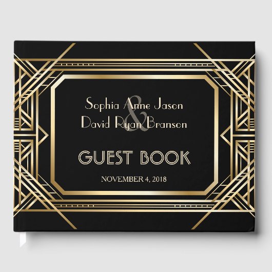 Luxury Black en Gold Great Wedding Gastenboek (Voorkant)