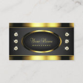 Luxury Black en Gold Luminous Faux Rhinestones Visitekaartje (Voorkant)