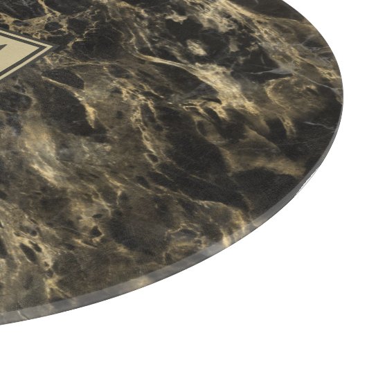 Luxury Black en Gold Marble | Monogram Snijplank (Hoek)