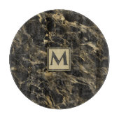 Luxury Black en Gold Marble | Monogram Snijplank (Voorkant)