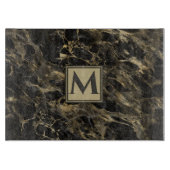 Luxury Black en Gold Marble | Monogram Snijplank (Voorkant)