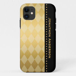 Luxury Black en Gold Masculine Argyle Case-Mate iPhone Case