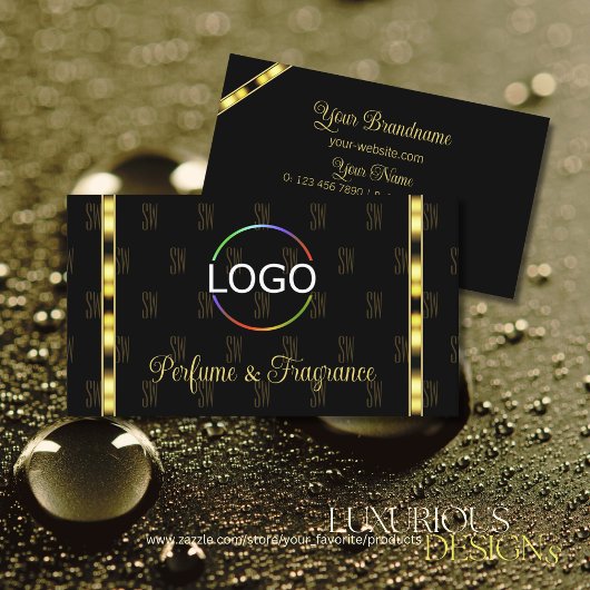Luxury Black en Gold met gepatterde Logo brieven Visitekaartje