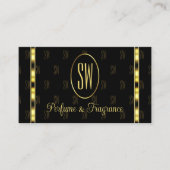 Luxury Black en Gold met gepatterde monogram Visitekaartje (Voorkant)