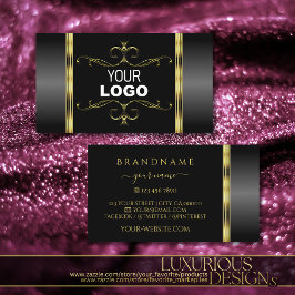 Luxury Black en Gold  met Logo Ornamental Visitekaartje