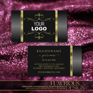 Luxury Black en Gold  met Logo Ornamental Visitekaartje