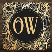 Luxury Black en Gold Monogram Bier Onderzetter