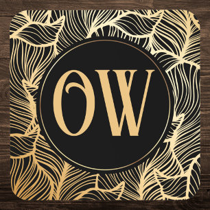 Luxury Black en Gold Monogram Bier Onderzetter