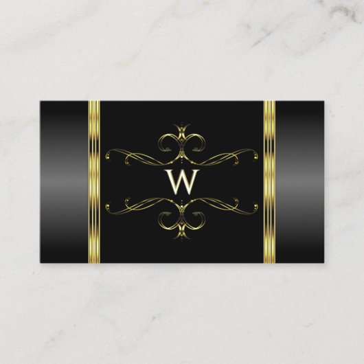 Luxury Black en Gold  monogram voor sierdoeleinden Visitekaartje (Voorkant)