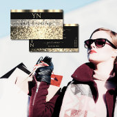Luxury Black en Gold Sparking Glitter Monogram Visitekaartje