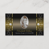 Luxury Black en Gold Squiggings Jewels met foto Visitekaartje (Voorkant)