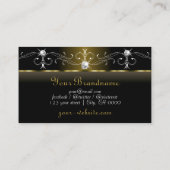 Luxury Black en Gold Squiggings Jewels Monogram Visitekaartje (Achterkant)