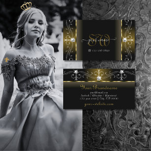 Luxury Black en Gold Squiggings Jewels Monogram Visitekaartje