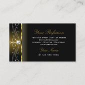 Luxury Black en Gold Squiggings Jewels Ornamental Visitekaartje (Achterkant)